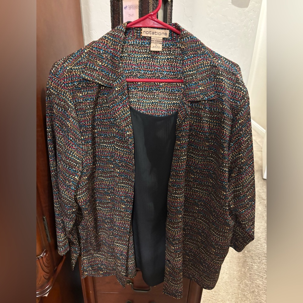 Notations Multicolor 2 in 1 Open-Front blouse